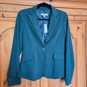 NWT Green New York & Company Stretch Button‎ Up Peak Lapel Blazer Size O